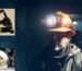 Wisdom cap lamp mounted on hard hat for mining use in Australia